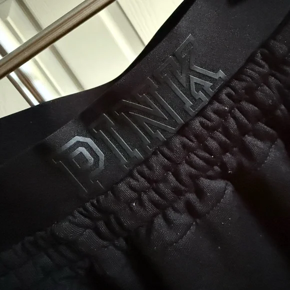 PINK Victoria's Secret Black Joggers with Pink and White Stripes - Picture 2 of 4